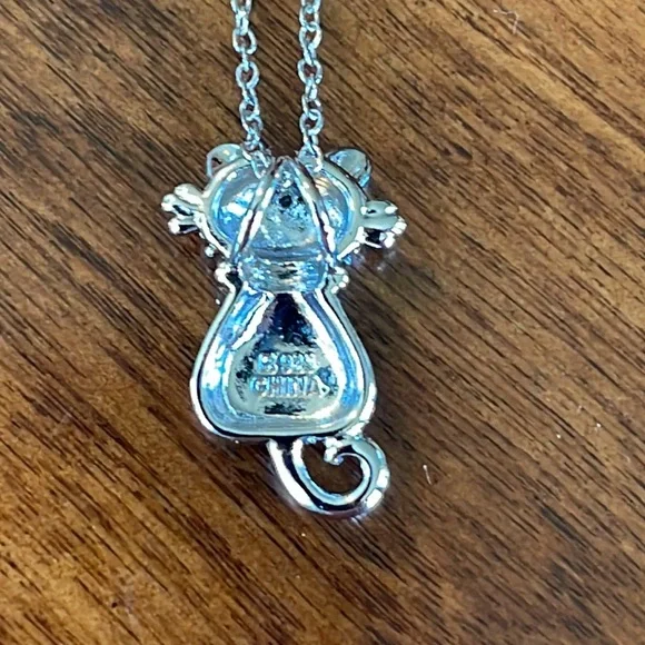 EUC CRYSTAL CAT STERLING SILVER NECKLACE - BEAUTIFUL! - Picture 5 of 6